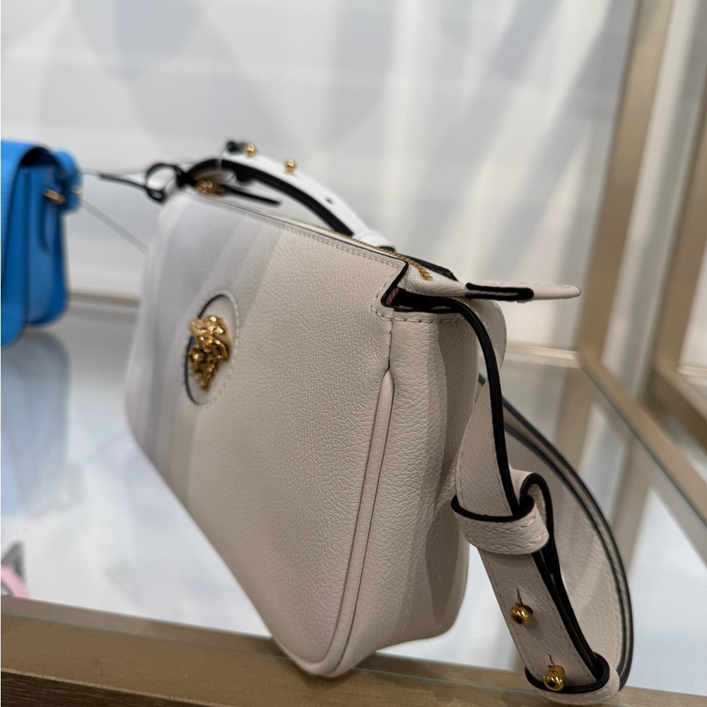Versace Cream Crossbody Bag with Gold Medusa Emblem - Picture 3 of 4